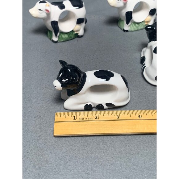 Cow Napkin Holder Ring Set of 4 Ceramic Vintage Farmhouse Decor - Picture 9 of 16